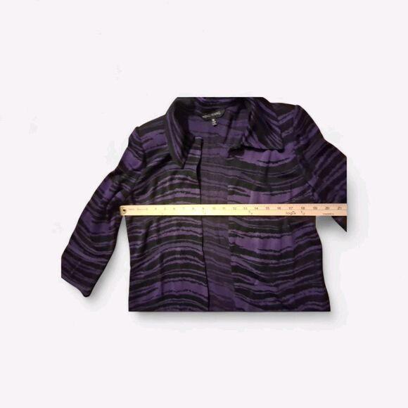 Ming Wang M Open Front Cardigan Purple/Black Office Siren Boss Lady - Picture 4 of 7